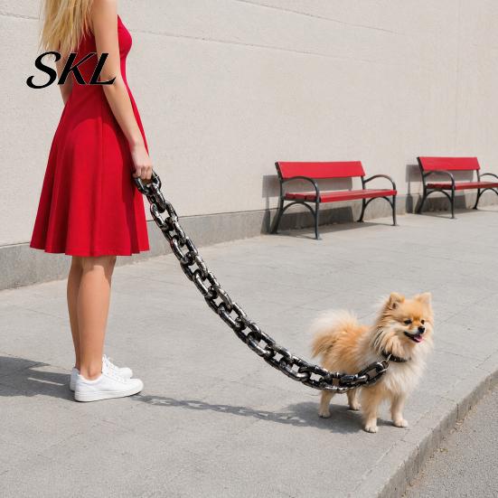 Maltese Dog Leash Giant Chain Leash, Lightweight Plastic Pet Looks Like Pomeranian Iron Chain, Stylish Big for Small Dogs Photo Props
