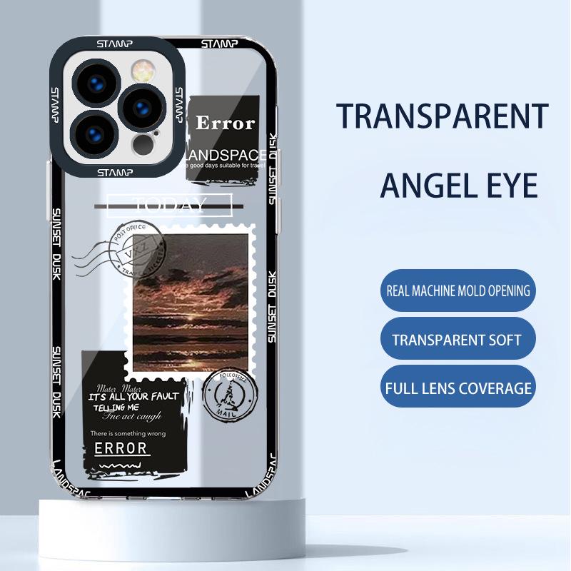 Apple 13/14 Прозрачный Ретро Иллюстрация и Apple 11 Literary Spliced XS Soft Shell Max Полное покрытие