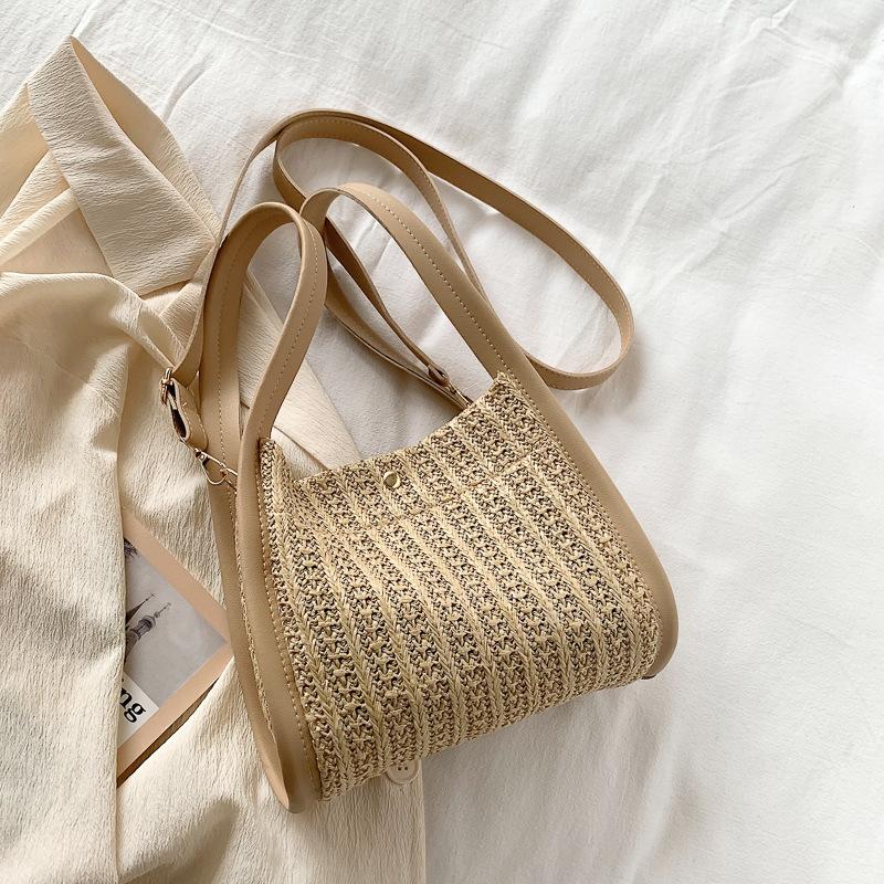 Mori универсальная повседневная плетеная женская сумка через плечо 2025 большая вместительная сумка-тоут под мышкой для поездок на работу, портативная соломенная сумка