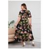 Летнее женское платье с коротким рукавом и высокой талией, v-образным вырезом, миди-платье, плюс размер, сексуальное платье с темпераментным принтом