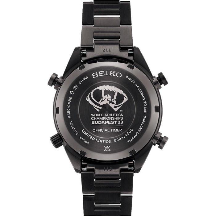 Часы Seiko Prospex Speedtimer Солнечный Хронограф Измерение 1/100 Секунды Мужские Черные SBER007 Мировая Легкая Атлетика Будапешт 23 Лимитированная Серия