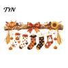Thanksgiving Window Clings Halloween Hanging Socks Stickers, Decorative Branch Pumpkin Popcorn & Bow Decals for Autumn Maple Leaf Harvest Festival And