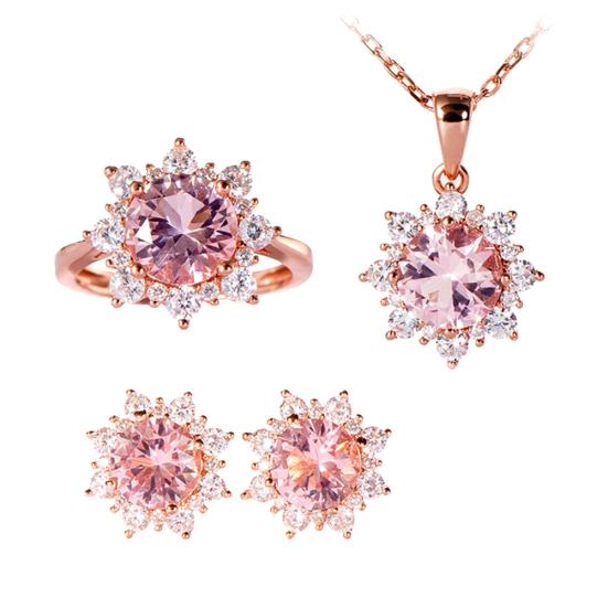 Женщины кубический цирконий снежинка кулон ожерелье серьги серьги кольцо комплект ювелирных изделий