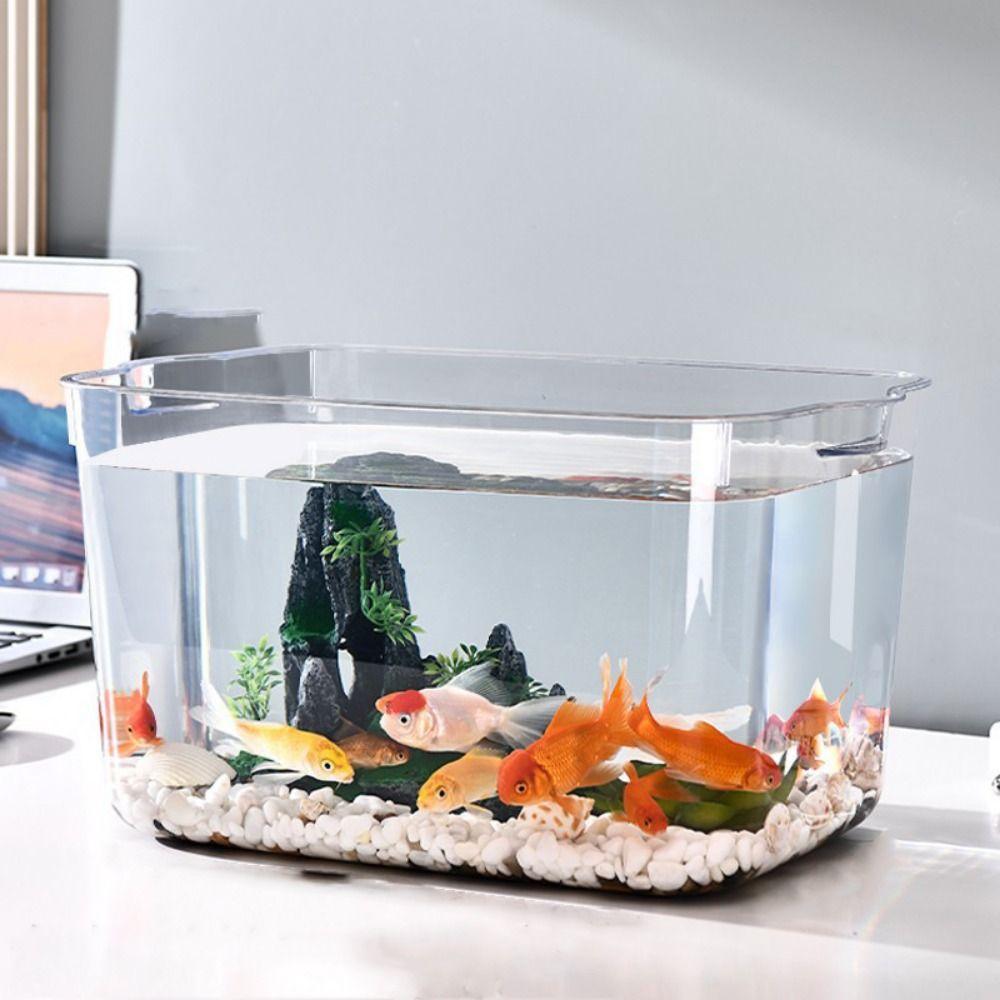 Fall Prevention Desktop Goldfish Bowl PET Tabletop Fish Tank Mobile Small Fish Tank Office