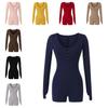 Sexy Slim Fit Cotton Blend Long Sleeve T Shirt With Button U Neck For Spring
