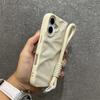 Роскошный матовый чехол-браслет с эффектом мятой бумаги для iPhone 17 Pro 16 15 14 Pro Max 13 12 11, ремешок-шнурок, конфетный, однотонный, волнистый, силиконовый чехол