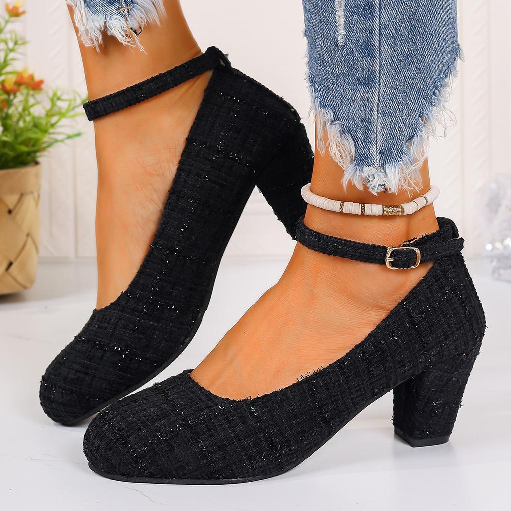 Fashion Women Pumps New Sexy Ankle Strap High Heels Women Autumn Round Toe Fashion Shallow High Heels Shoes for Women Zapatos De Mujer