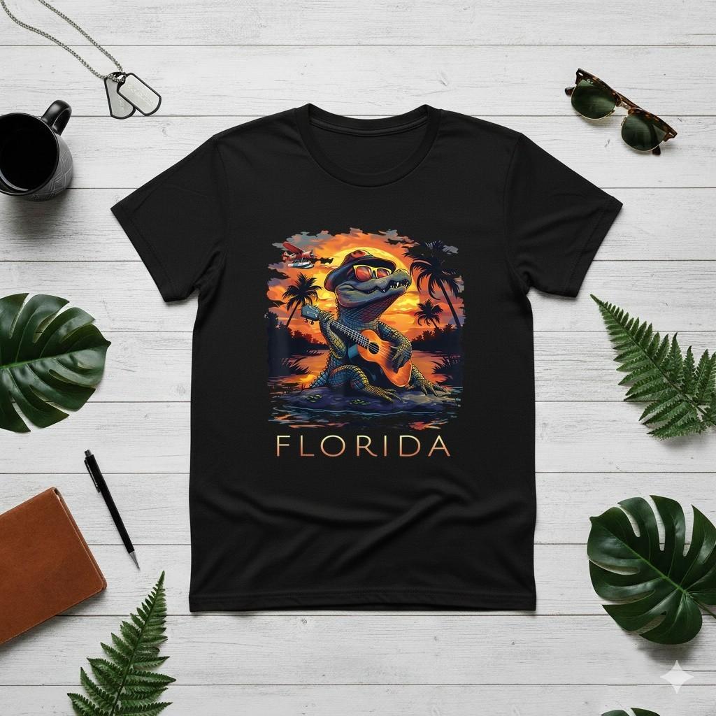 Florida Vacation Cute Alligator T-Shirt S-4XL