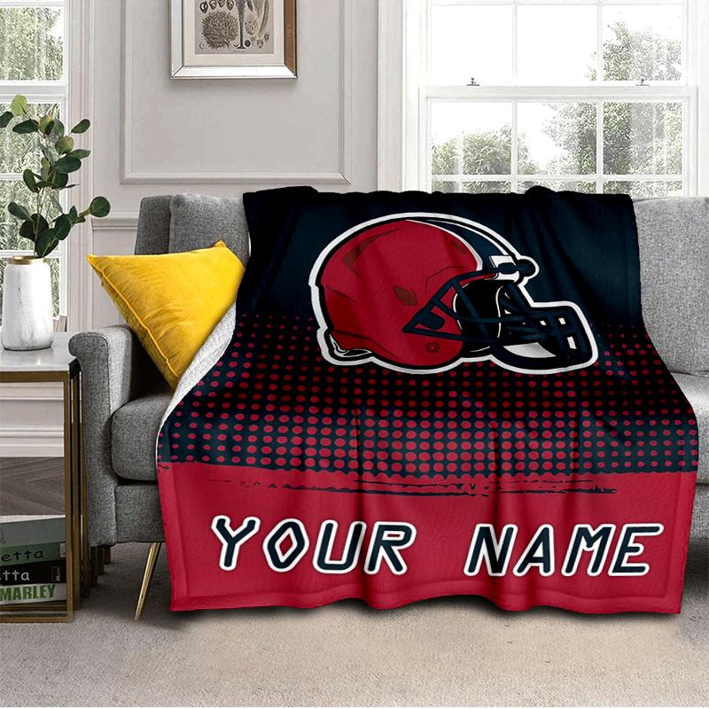 1PC Custom Name Football Helmet Flannel blankets Patterns Throw Blanket All-Season Soft Gift for Couch, Bed, Camping gifts