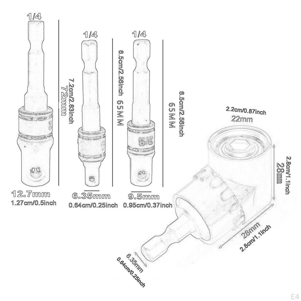 Шестигранные гибочные инструменты 1/4", 3/8", 1/2" Шестигранный хвостовик Многофункциональная электрическая отвертка