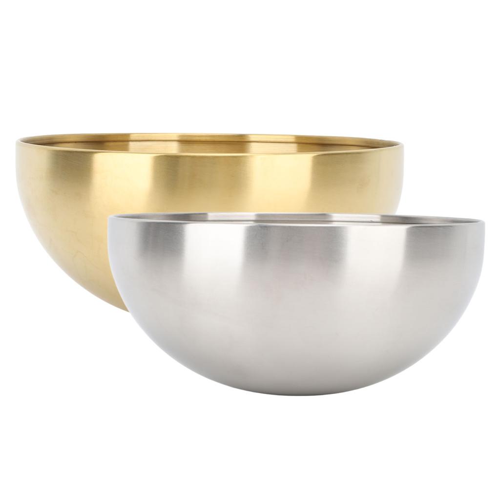 2pcs Stainless Steel Salad Bowl Double Walled Insulation Mixing Bowls Portable Round Bowl for Pasta