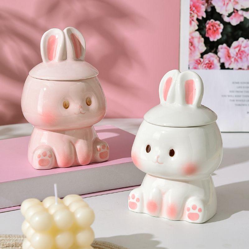 Керамическая кружка Kawaii Rabbit – Милая кофейная чашка в стиле INS для пар, молочного чая, завтрака, подарка на день Святого Валентина