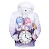 Ainme Re Zero Hoodies 3D Re Zero Hoodie Sweatshirt Men Women Harajuku Clothing Rem and Ram Japanese 3D Oversized Hoodies