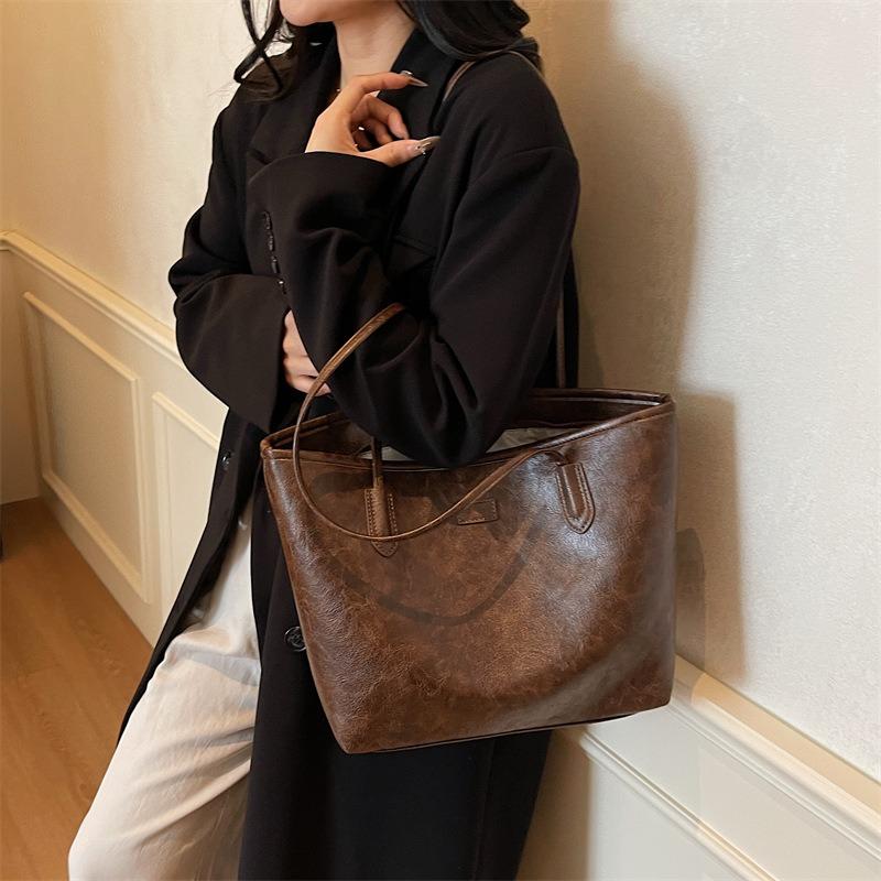 Ретро сумка большой вместимости женская новая осенне-зимняя простая на плечо сумка-тоут для студентки для занятий