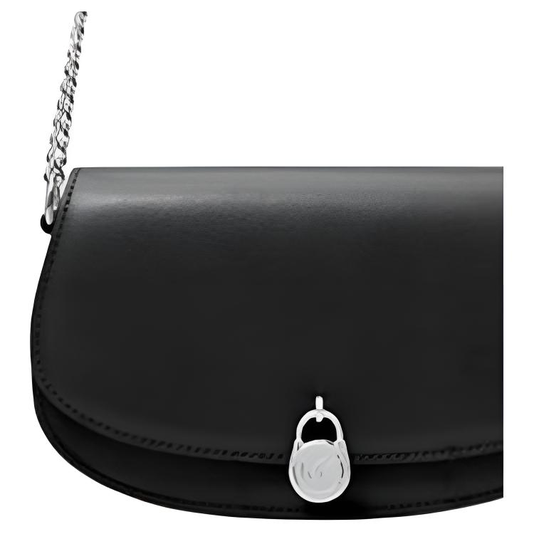 Michael Kors MK Mila Solid Color Minimalist Silver Lock Decoration Faux Leather Saddle Bag Women Shoulder Bag Black 35T5SIMM8L-BLACK