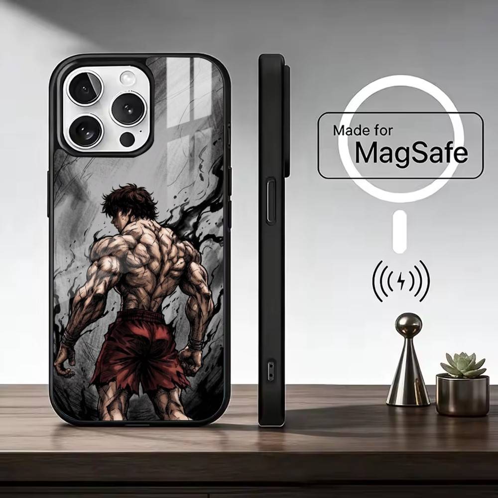 Чехол для телефона C-Comic H-Hanma B-Baki для iPhone 17, 16, 15, 14, 13, 12, 11 Plus, Pro Max Магнитный для беспроводной зарядки Magsafe