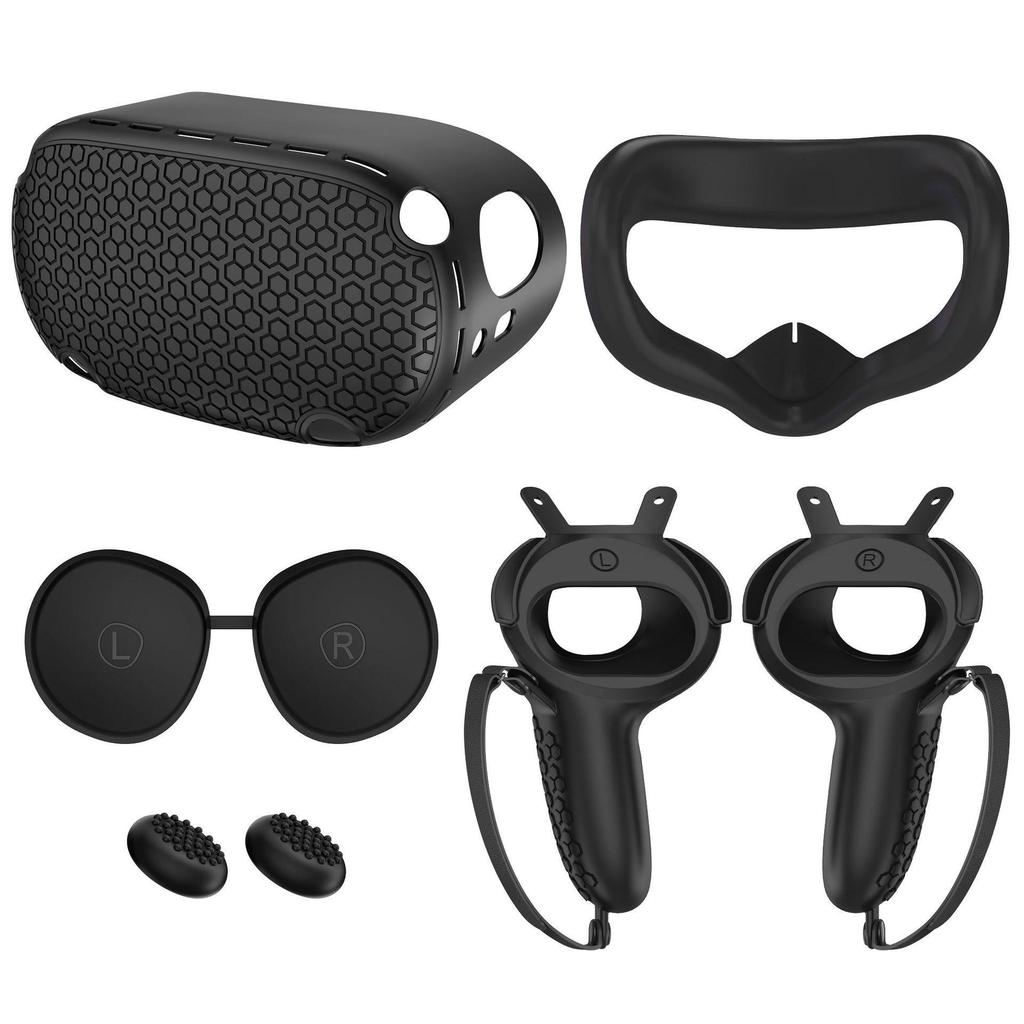 Five-Piece Silicone Protective Case Set for Meta/Oculus Quest 2: VR Controller and Main Unit Covers