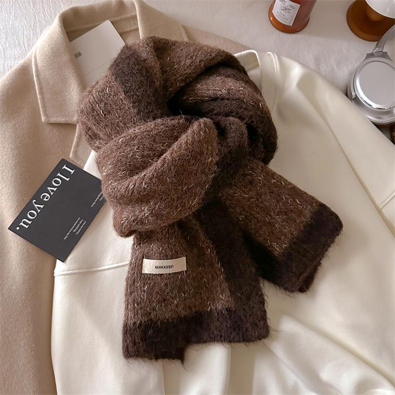 Beige Scarf Autumn and Winter Women's Plush Atmosphere Shawl with Dual-purpose Warm Neck Protection