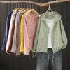 Spring Printed Dot Hooded Cardigan Button Jacket Women