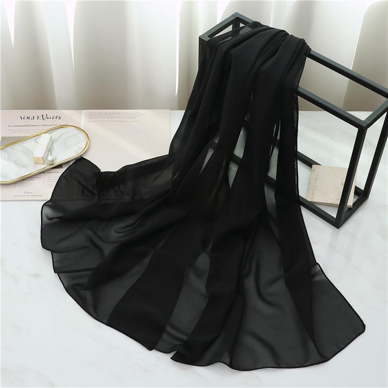 Summer Long Silk Scarf For Women Large Shawl Wrap Headband Solid Design Hijab Beach Stoles Female Foulard Echarpe Bandana