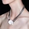 Orchid chain necklace adjustable enamel choker sweet cool statement necklace