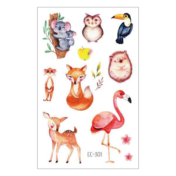 New Waterproof Kids Cartoon Tattoo Stickers - Elephant & Alpaca Designs