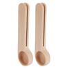 2PCS 2in 1 Wood Coffee Clip Scoop Food Snack Sealing Clip Tea Coffee Bean Measuring Spoon