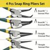 Professional Snap Ring Pliers Set 7Inch Heavy-Duty Internal/External Circlip Straight/ Bent Tips Durable Metal Construction