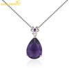 Капли воды в форме медного сплава, фиолетовый циркон, женское ожерелье с подвеской, модный подарок