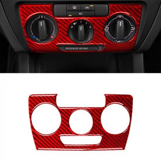For Jetta Sedan Red Carbon Fiber Manual Climate Control Cover Trim