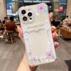 Чехол для iPhone 14 Pro Max Цветок Ромашки Прозрачный Чехол для Телефона для iPhone 11 12 13 15 16 XS XR X 7 8 Plus Кошелек Держатель для Карт Чехол