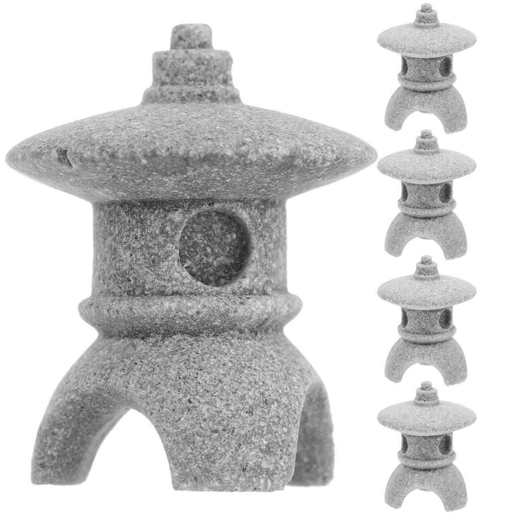 YARDWE Cobblestone Miniature Pagoda Set of Imitation Pavilion Aquarium Lightweight Bonsai Garden Ornaments Statues, 5, Statues, Decor, Figurines,