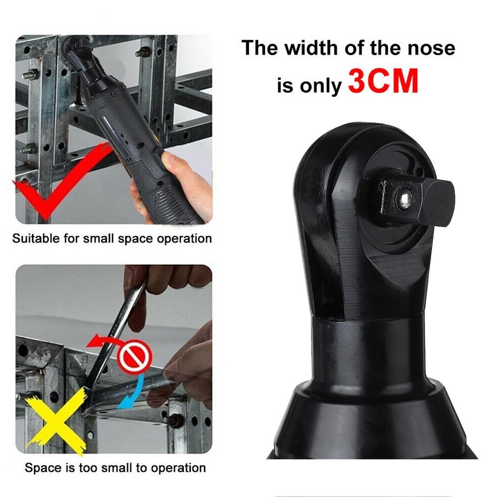 42V 100N.m Cordless Electric Wrench 3/8 Ratchet Wrench Set Angle Drill Screwdriver Wrench Tools with 2xBattery Charger