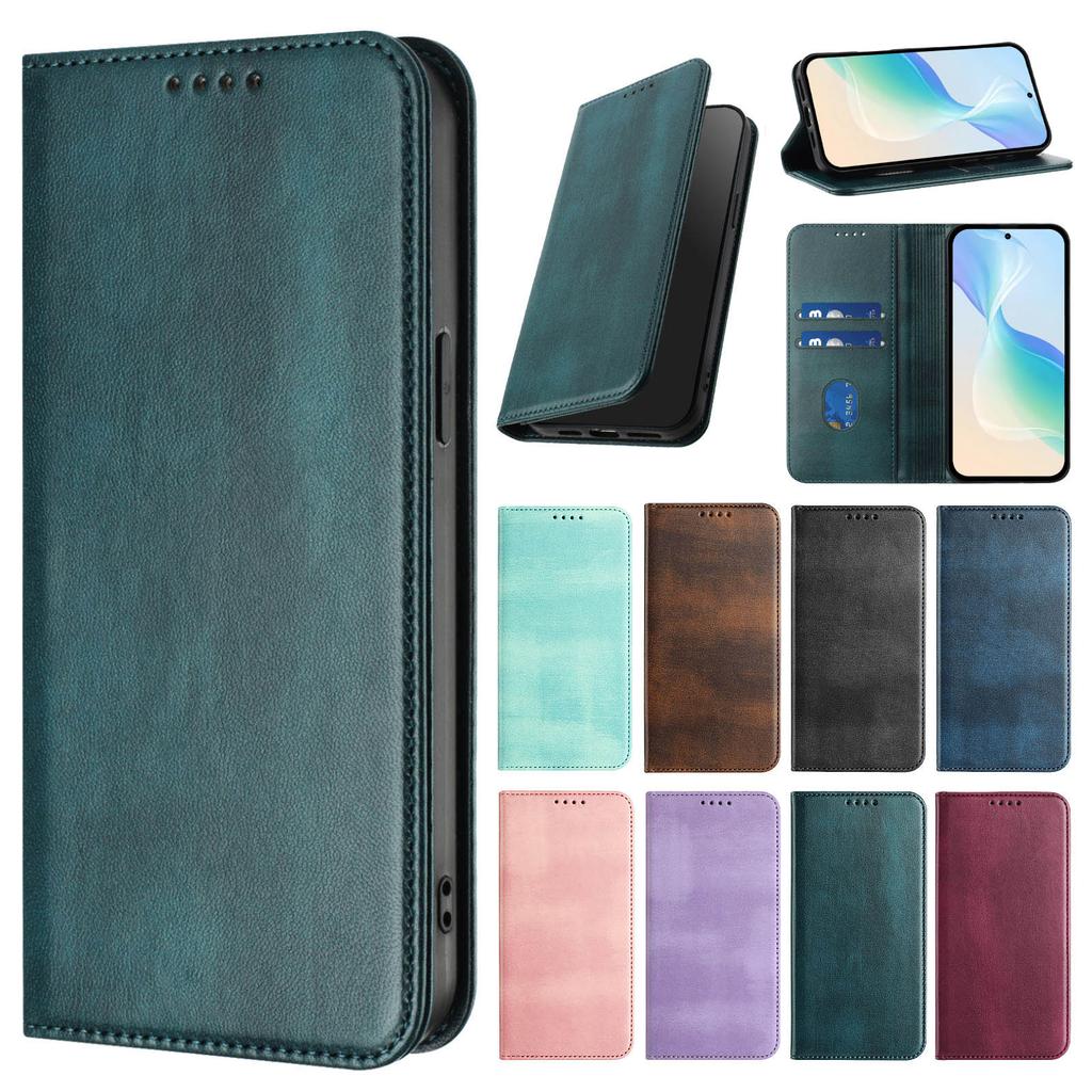 For TCL 505 503 502 501 408 406 405 403 306 305 303E 303 201 Luxury Retro Leather Magnetic 2 Visa Cards Holder Wallet Flip Cover