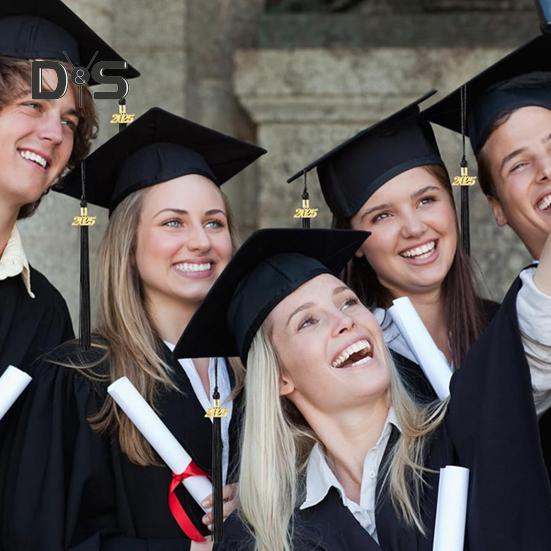 Кисточка для выпускного с подвеской в виде даты 2025 года, однотонная, длина 40 см, кисточка для шляпы для выпускного сезона бакалавриата