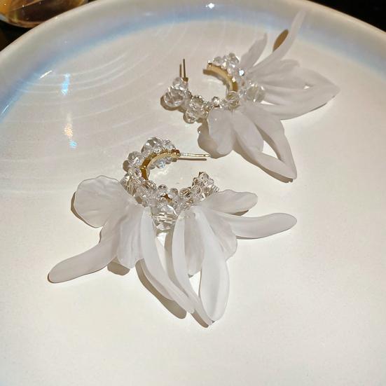 1 пара серег-гвоздиков с кисточками, серьги-капли с декором в виде лепестков из прозрачного акрила, праздничные серьги-заявления