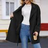 Women's Autumn and Winter Solid Color Long Sleeve Suit Collar Belt Woolen Suit Jacket