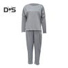 2 Pcs/Set Women Top Pants Suit Round Neck Long Sleeves Solid Color Irregular Sweatshirt Drawstring Elastic Waist Trousers Daily Wear Sport Outfit