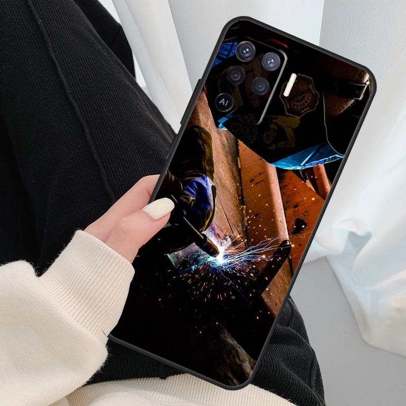 Welder Welding Hot Metal Worker Case For Oppo A17 A57 A77 A40 A78 A54 A74 A94 A76 A16 A96 A18 A60 A80 A38 A58 A98 A15 A5 Pro