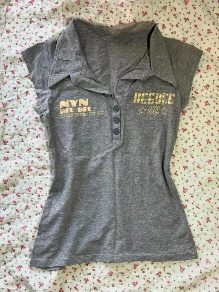 Летние поддельные две части бретелька через шею бандаж винтажные футболки Y2k эстетика тонкий укороченный топ женский гранж принт Harajuku повседневная сексуальная футболка