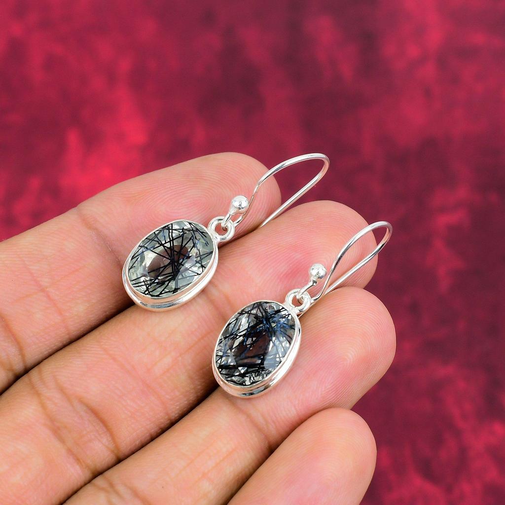 Ювелирные изделия из черного рутила, серьги из цельного серебра 925 пробы с драгоценными камнями, серьги ручной работы, на День памяти