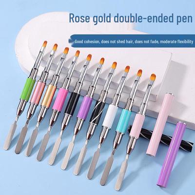 Набор двусторонних ручек для нейл-арта: Гелевый пикер, стальной пушер, инструмент для тиснения и смешивания цветов с фототерапией, круглая головка, инструменты для рисования линий и омбре