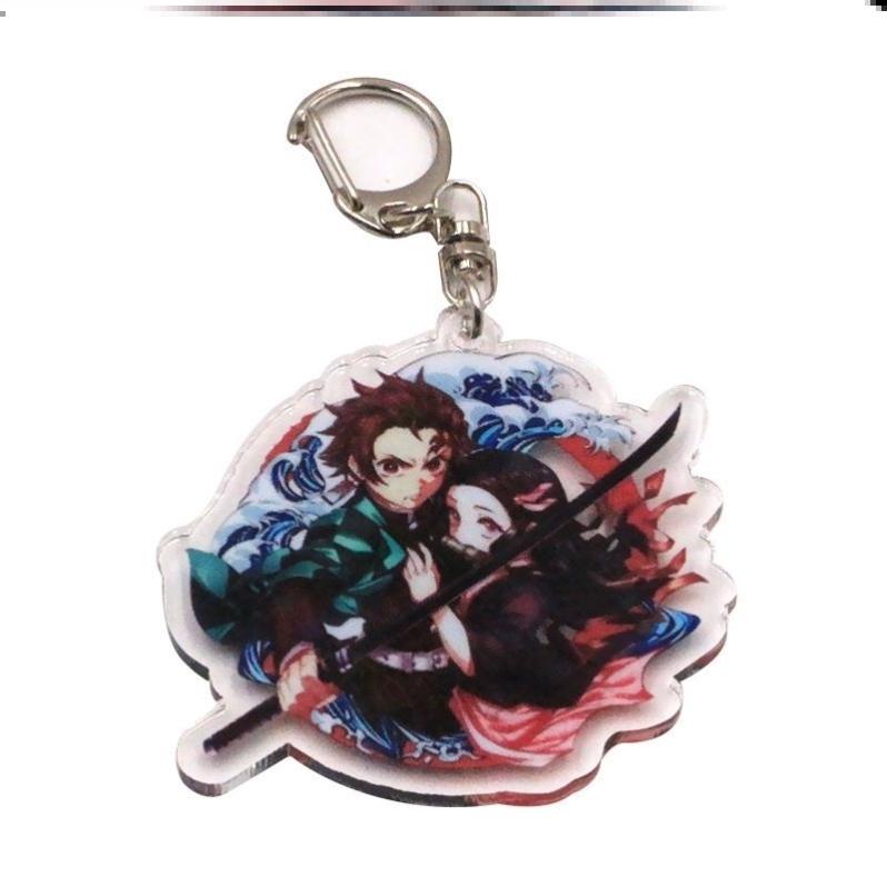 Брелок-подвеска Аниме Клинок, рассекающий демонов Kimetsu No Yaiba Камадо Тандзиро Двусторонний HD Подвеска для сумки Подарок для фанатов Реквизит для косплея Ювелирный подарок