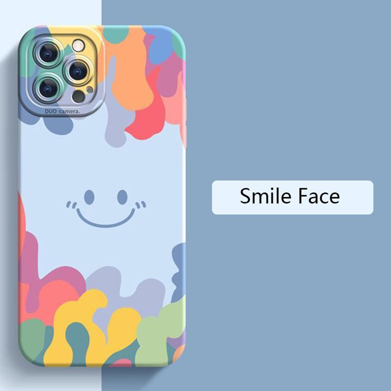 Роскошный чехол-мороженое с улыбающимся лицом для iPhone 17 16 15 14 13 12 11 Pro Max 16 Plus 17 Air 16E Ударопрочный Конфетный Мягкий Силиконовый Чехол