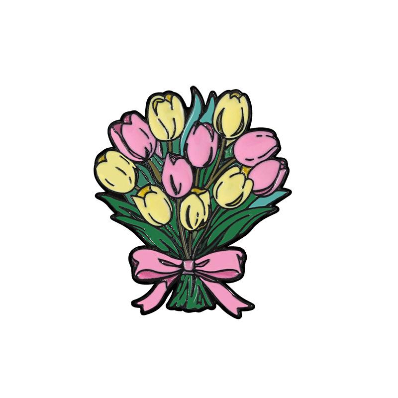 Брошь цветок пиона свежая и милая растение цветок тюльпан металлический значок подарок другу украшение