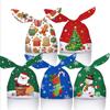 50PCS Rabbit Ear Xmas Candy Bags Merry Christmas Santa Claus Biscuit Bags Snowmen Snowflakes Candy Treat Bag Christmas