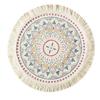 Placemat Cotton Polyester Round Soft Comfortable Woven Placemat with Tassels for Kitchen Decor C S