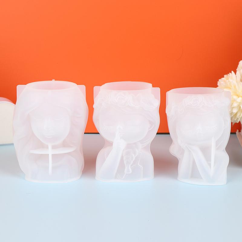 Cute Girl Flower Pot Silicone Mold Concrete Resin Plaster Candle  Epoxy Mold Diy Handmade Crafts Decoration Vase Tool