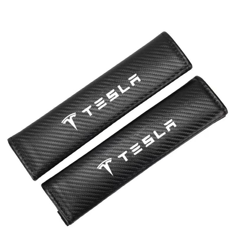 EPYFH1 Car Seatbelt Shoulder Pad Cover Carbon Fiber Seat Belt Protector Cushion For Tesla Model 3 Model X Model S Model Y