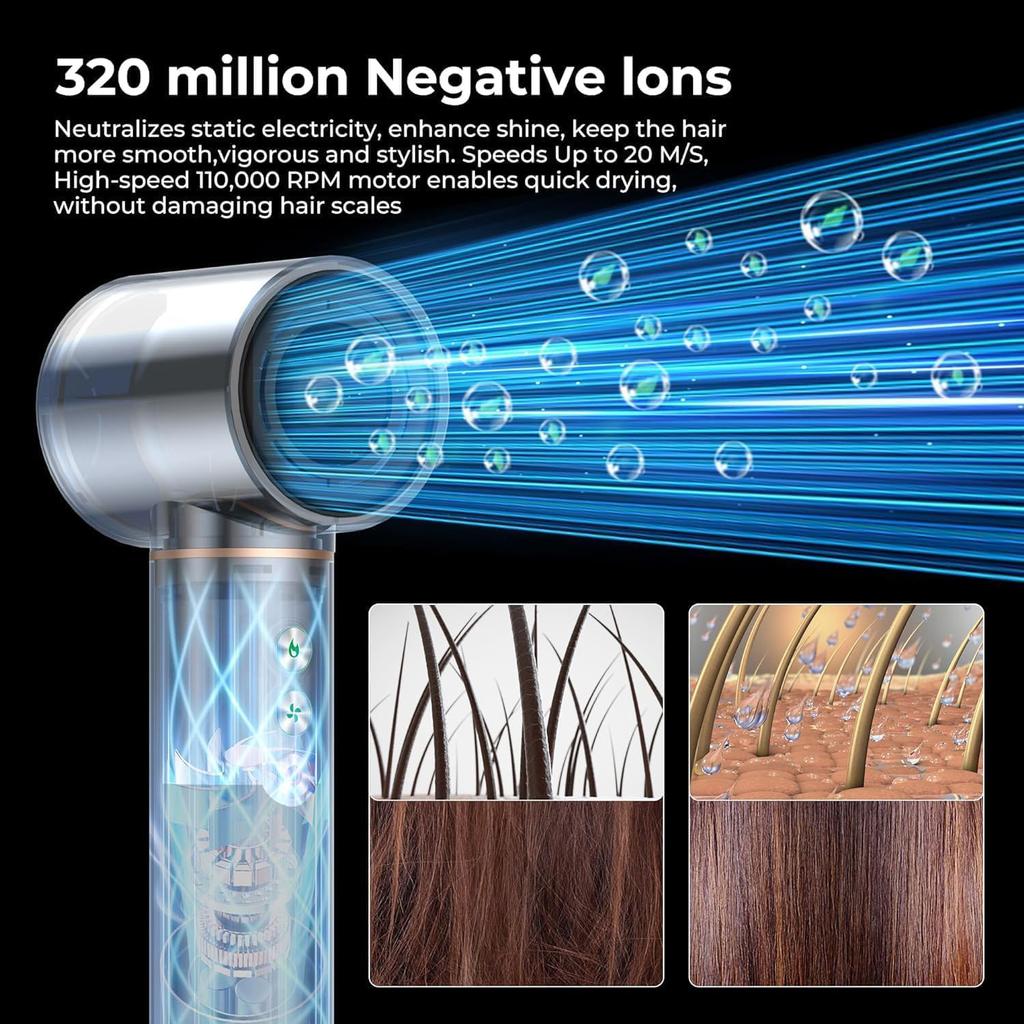 5 In 1 Hair Dryer Brush High Speed Brushless Blow Dryer Negative Ionic Hair Heating Brush Hot Air Styling Comb Auto Hair Curler